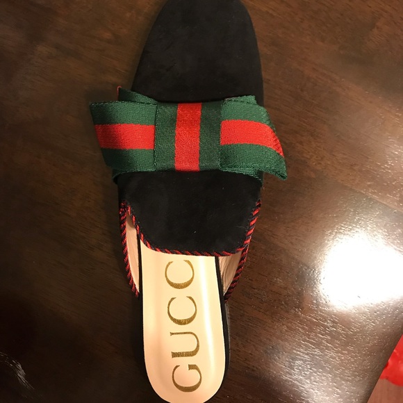 Gucci flat bow suede mule Clearance
